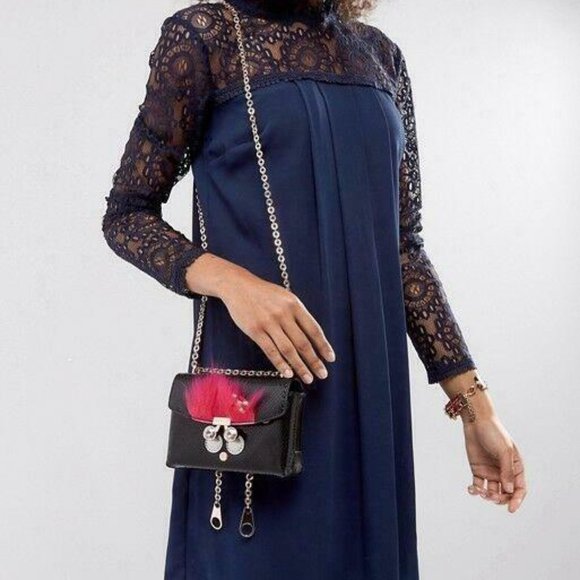 Ted Baker Women's Crystal Bobble Creature Leather Black Small Crossbody Bag - Picture 4 of 4